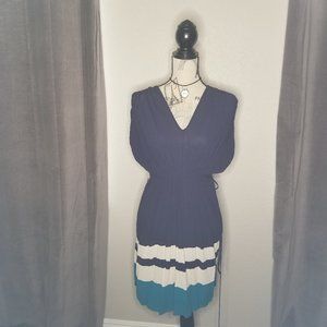 Kensie, navy blue, sheer dress with belt